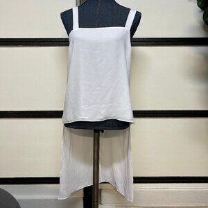 Guess White Tank Top with Hi-Low Hem, Adjustable Straps, Size Small